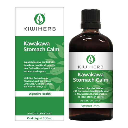 A bottle of Kawakawa Stomach Calm