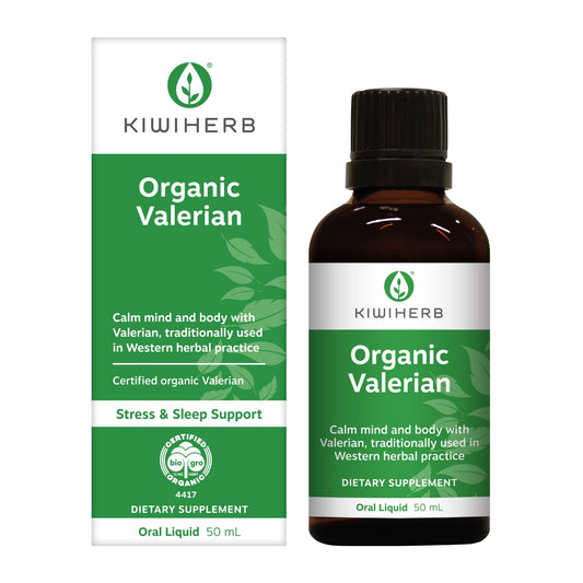 A 50mL of Organic Valerian to support insomnia and sleep disruption and nervous tension and anxiety.