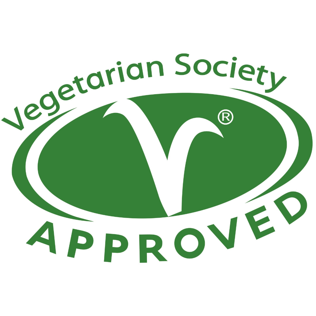 Approved by the Vegetarian Society logo. 