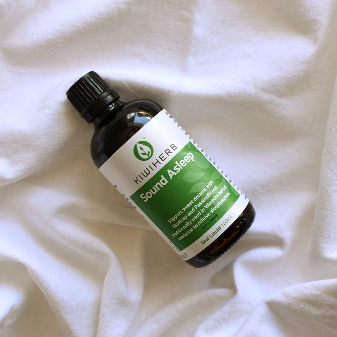 A bottle of Sound Asleep to support good night rest.