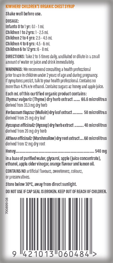 Children’s Organic Chest Syrup – Kiwiherb