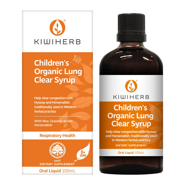 A 100mL of bottle of Children’s Organic Lung Clear Syrup
