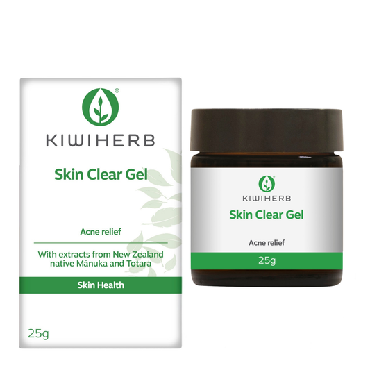 A small glass jar of Skin Clear Gel to help dry up pimples. 